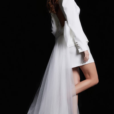 Jovani 38084 Short Layered Sequin Wedding Dress