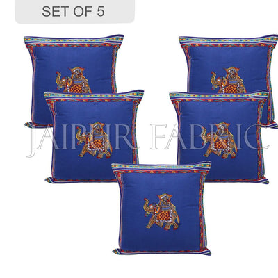 Blue Color Traditional Patch Work Cotton Cushion Cover