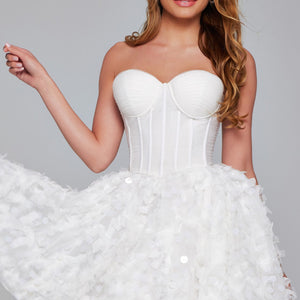 Tulle Short Strapless A-line Corset Dress by Jovani 38248
