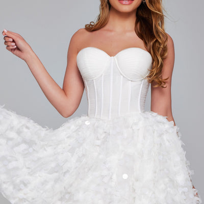 Tulle Short Strapless A-line Corset Dress by Jovani 38248