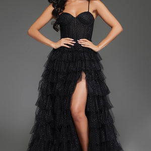 Sleeveless A-line Tiered Slit Gown by Jovani 38278
