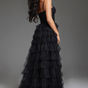Sleeveless A-line Tiered Slit Gown by Jovani 38278