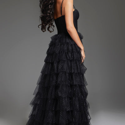 Sleeveless A-line Tiered Slit Gown by Jovani 38278