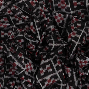 Black Handloom Orissa Cotton Saree With Tie & Dye Checks & Motifs