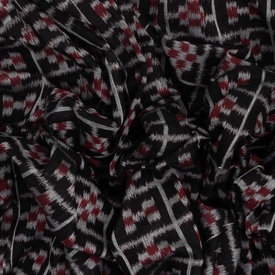 Black Handloom Orissa Cotton Saree With Tie & Dye Checks & Motifs