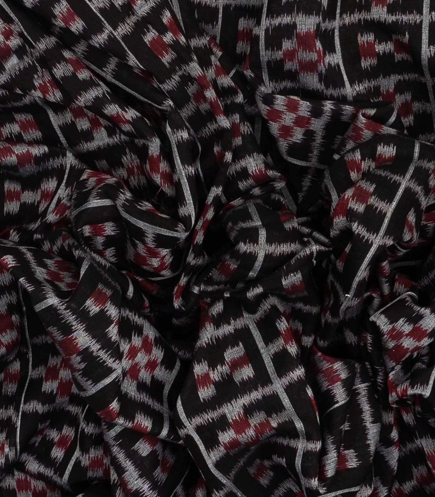 Black Handloom Orissa Cotton Saree With Tie & Dye Checks & Motifs