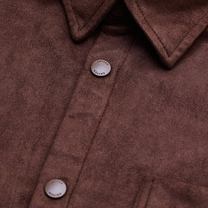 Brown Suede Snap Button Overshirt