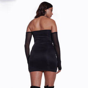 Black Tube Dress with Gloves