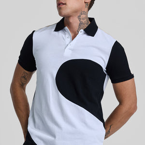 White Colourblocked Polo T-Shirt