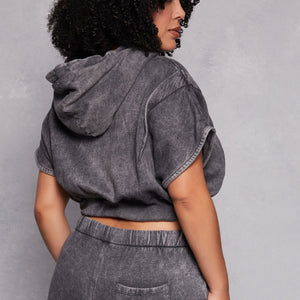 Plus Size Acid Wash Pullover Hoodie