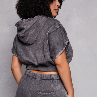 Plus Size Acid Wash Pullover Hoodie