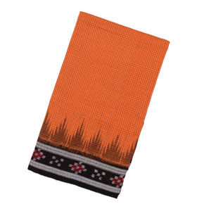 Orange Handloom Orissa Cotton Saree With Tie & Dye Pallu