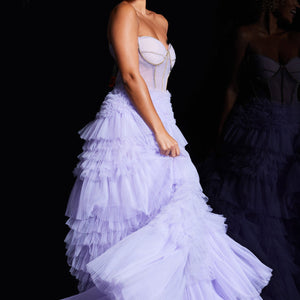 Strapless Ruffled A-line Gown by Jovani 38539