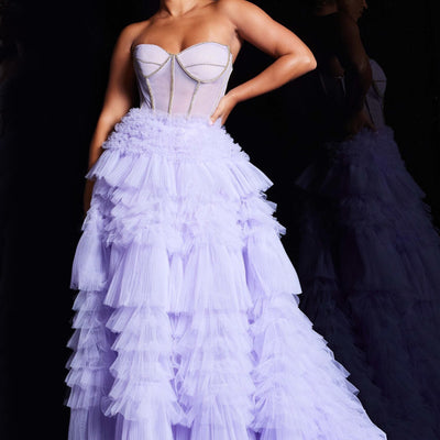 Strapless Ruffled A-line Gown by Jovani 38539