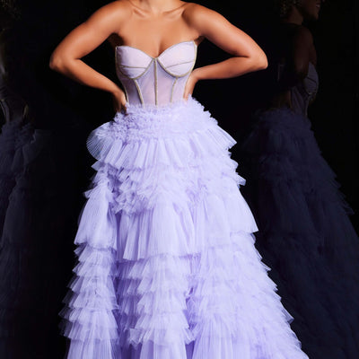 Strapless Ruffled A-line Gown by Jovani 38539