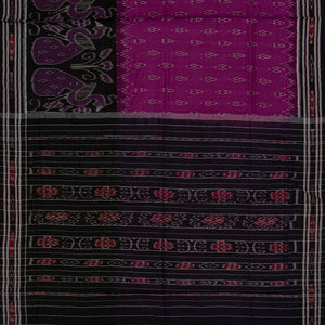 Magenta Handloom Orissa Cotton Saree With Black Border