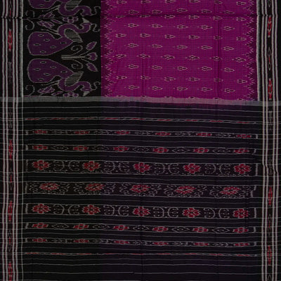 Magenta Handloom Orissa Cotton Saree With Black Border