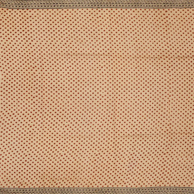 Rust Handloom Chanderi Cotton Saree With Printed Motifs