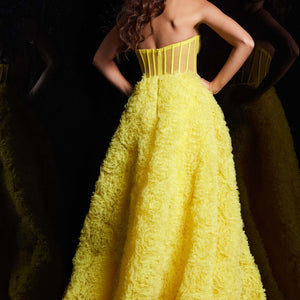 Strapless A-line Ruffled Slit Gown by Jovani 38674