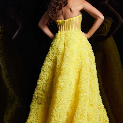 Strapless A-line Ruffled Slit Gown by Jovani 38674