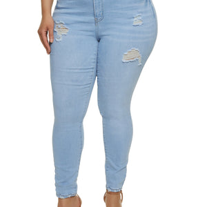 Plus Size WAX High Waisted Distressed Jeans