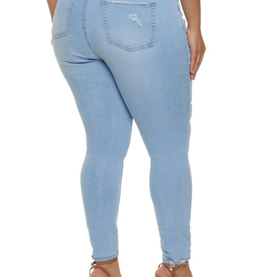 Plus Size WAX High Waisted Distressed Jeans