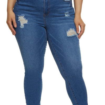 Plus Size WAX High Waisted Distressed Jeans