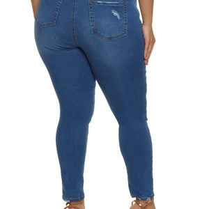 Plus Size WAX High Waisted Distressed Jeans