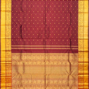 Maroon Handloom Kanchipuram Silk Saree With Annam Buttas
