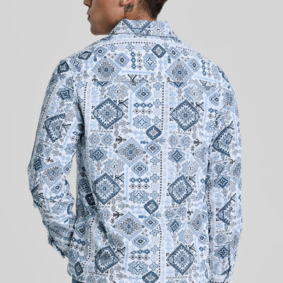 Light Blue Geometric Corduroy Jacket