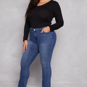 Plus Size Almost Famous Rhinestone Boot Cut Jeans