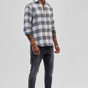 White Textured Checks Slim Fit Shirt
