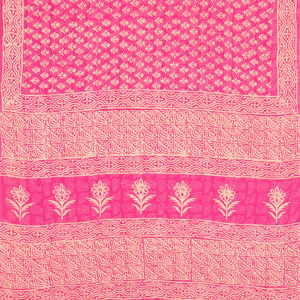 Pink Woven Jaipur Cotton Saree Printed With Floral  Motifs