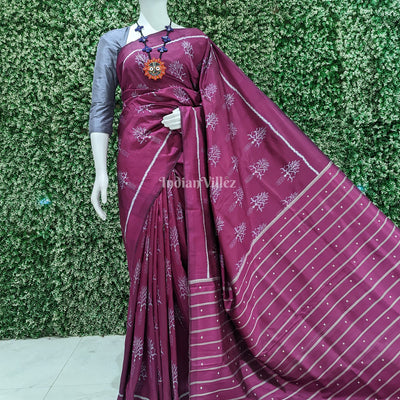 Maroon Designer Odisha Ikat Contemporary Silk Saree