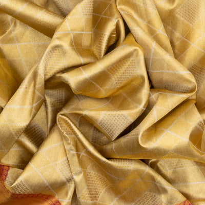 Gold Handloom Kanchipuram Tissue Silk Saree With Diamond Motifs