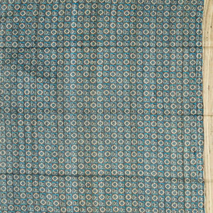Steel Blue Handloom Dupion Silk Saree With Printed Animal Motifs