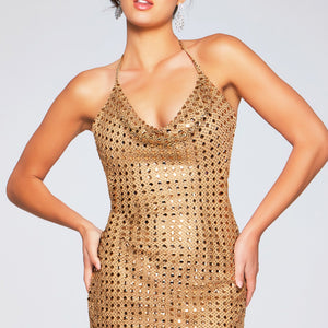 Sequin Fitted Short Halter Slit Dress by Jovani 39004