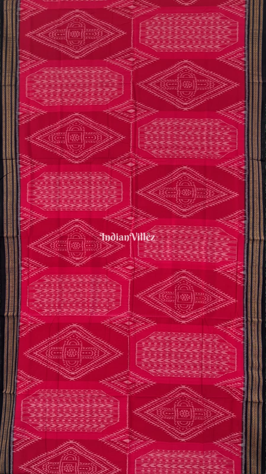 Red Odisha Ikat Sambalpuri Pure Cotton Saree