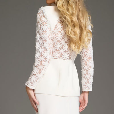 Jovani 39075 Short Floral Lace Blazer Cocktail Dress