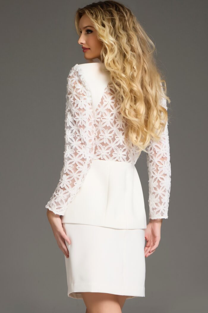 Jovani 39075 Short Floral Lace Blazer Cocktail Dress