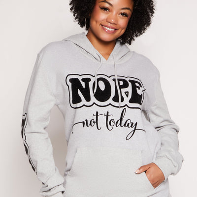 Plus Size Nope Not Today Graphic Pullover Hoodie