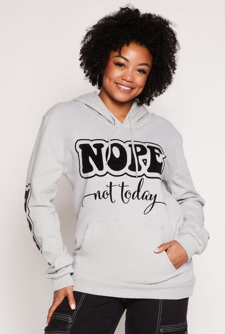 Plus Size Nope Not Today Graphic Pullover Hoodie