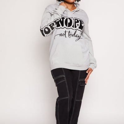 Plus Size Nope Not Today Graphic Pullover Hoodie