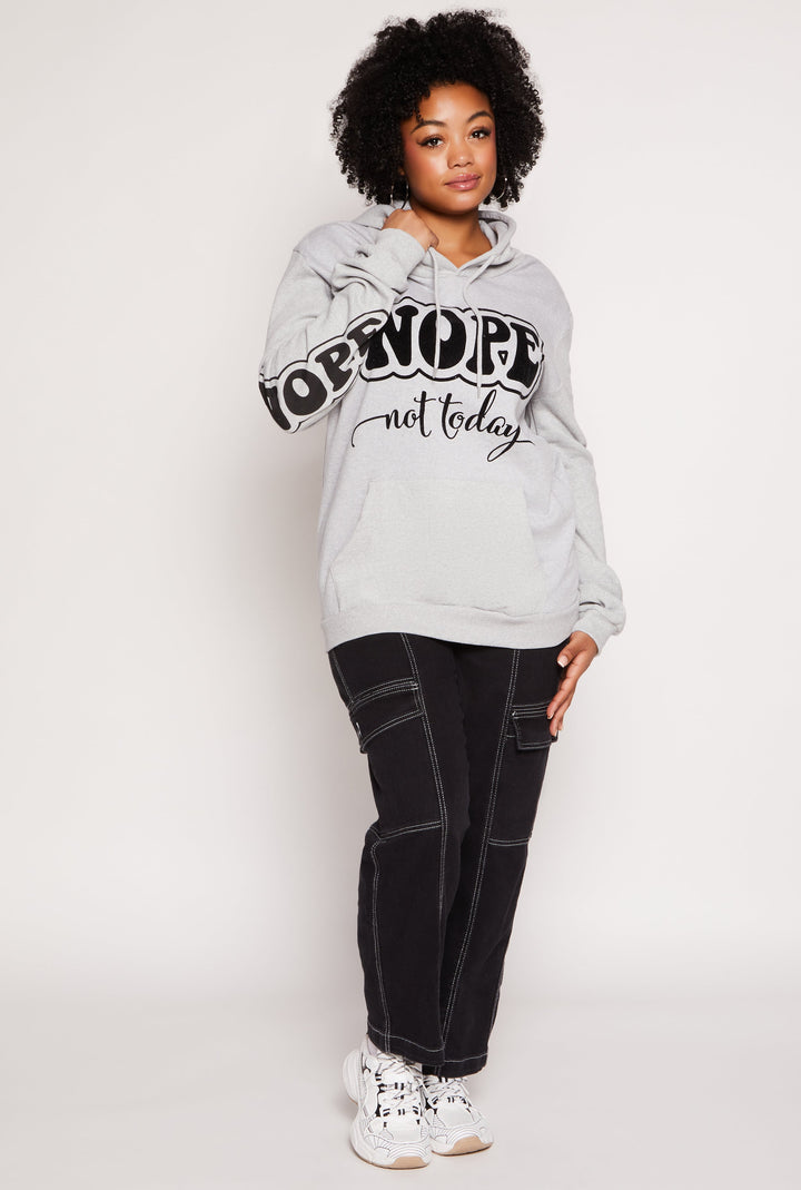 Plus Size Nope Not Today Graphic Pullover Hoodie