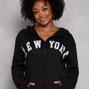 Plus Size New York Zip Front Hoodie