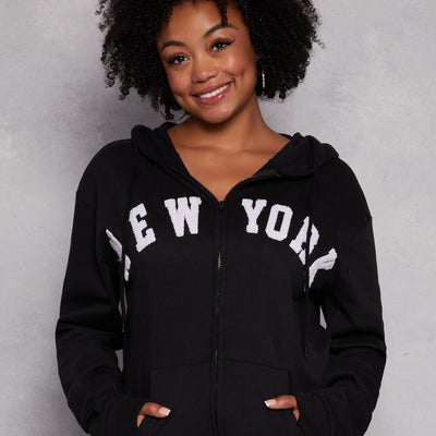 Plus Size New York Zip Front Hoodie