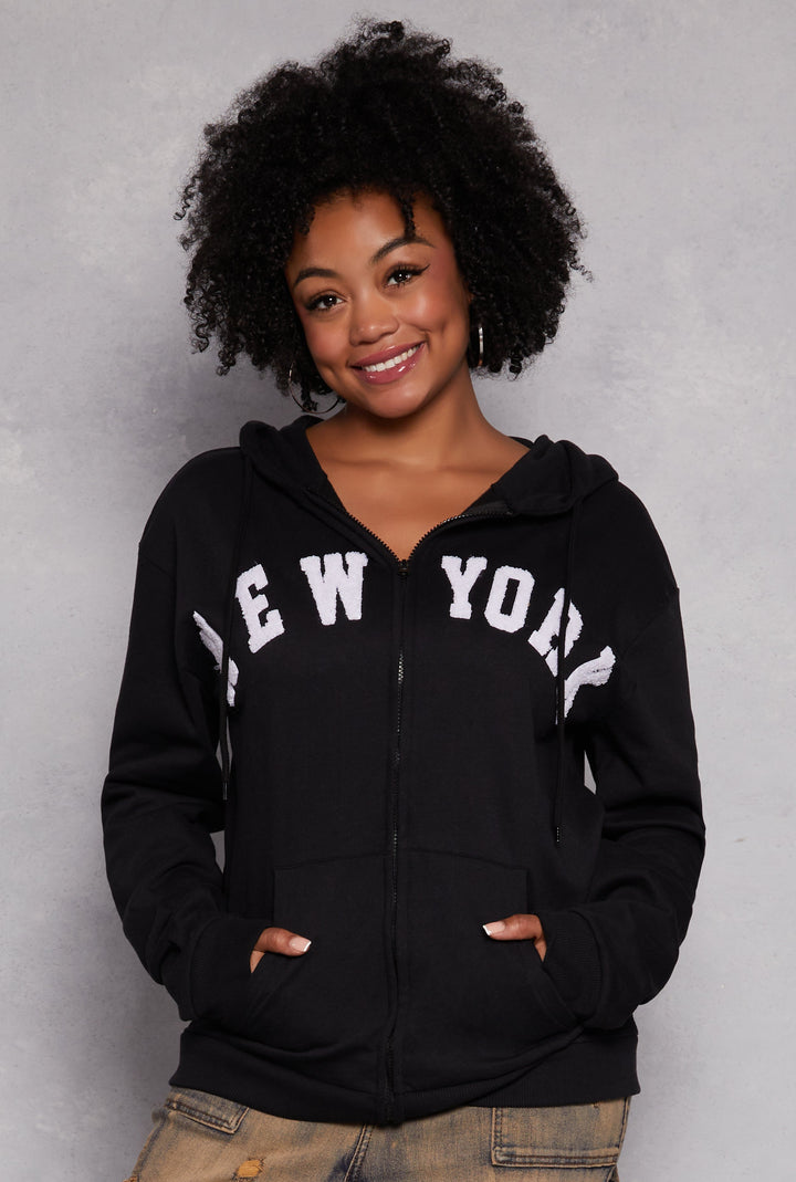 Plus Size New York Zip Front Hoodie