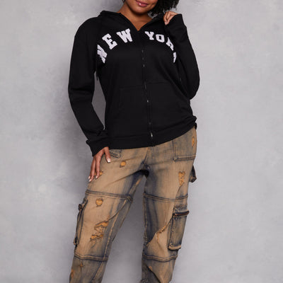 Plus Size New York Zip Front Hoodie