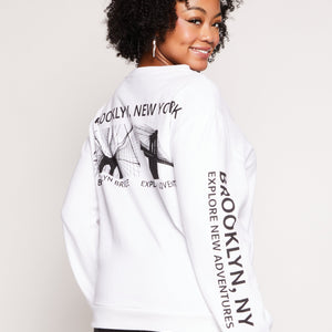 Plus Size Brooklyn Bridge Graphic Pullover Sweatshirt