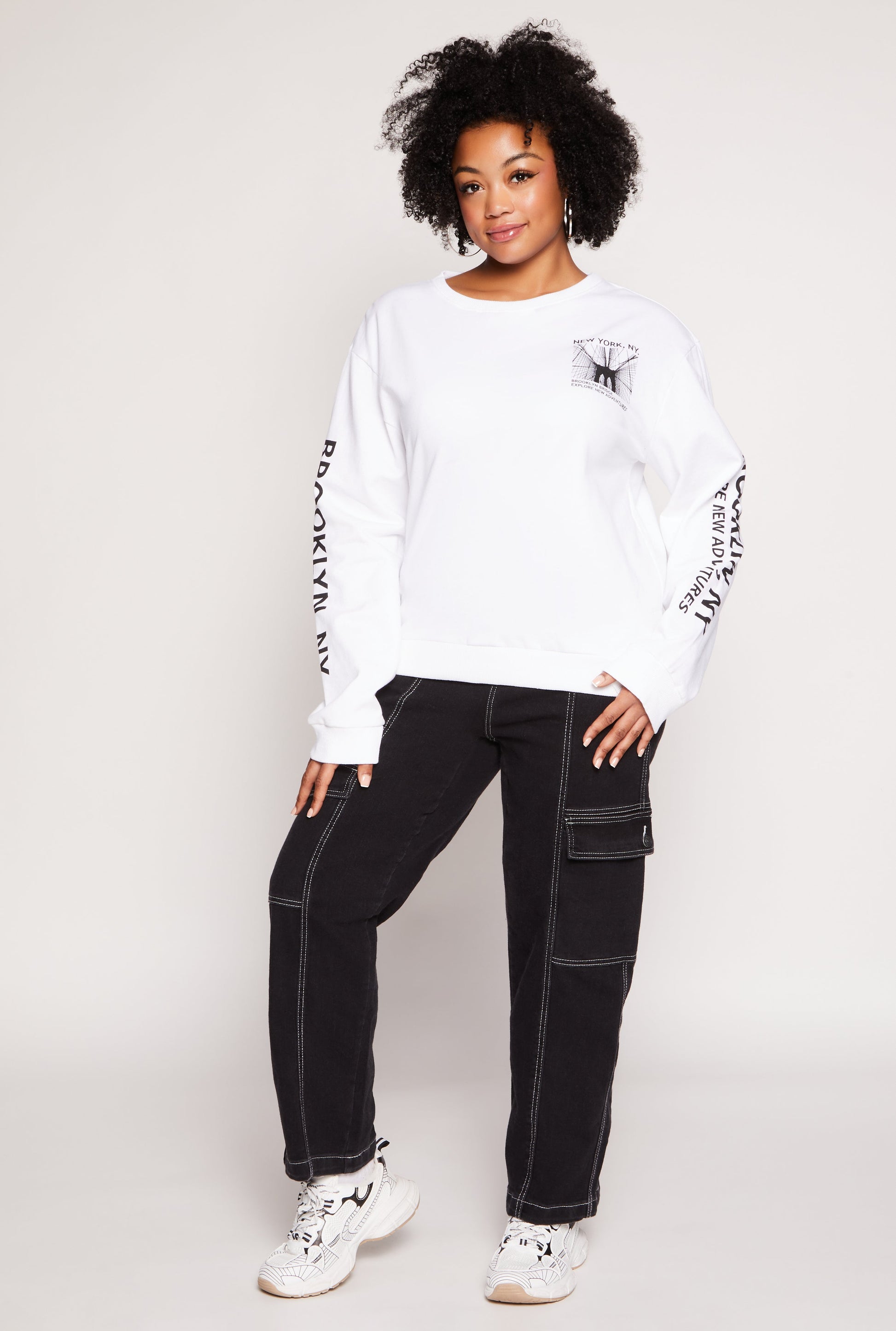 Plus Size Brooklyn Bridge Graphic Pullover Sweatshirt